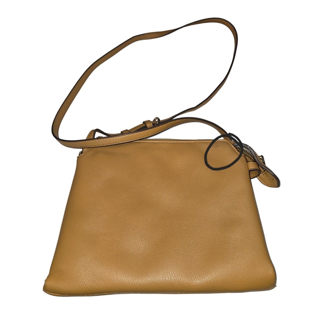 A New Day Tan Faux Leather Crossbody Bag Small Zip Organizer Camel - Picture 4 of 11